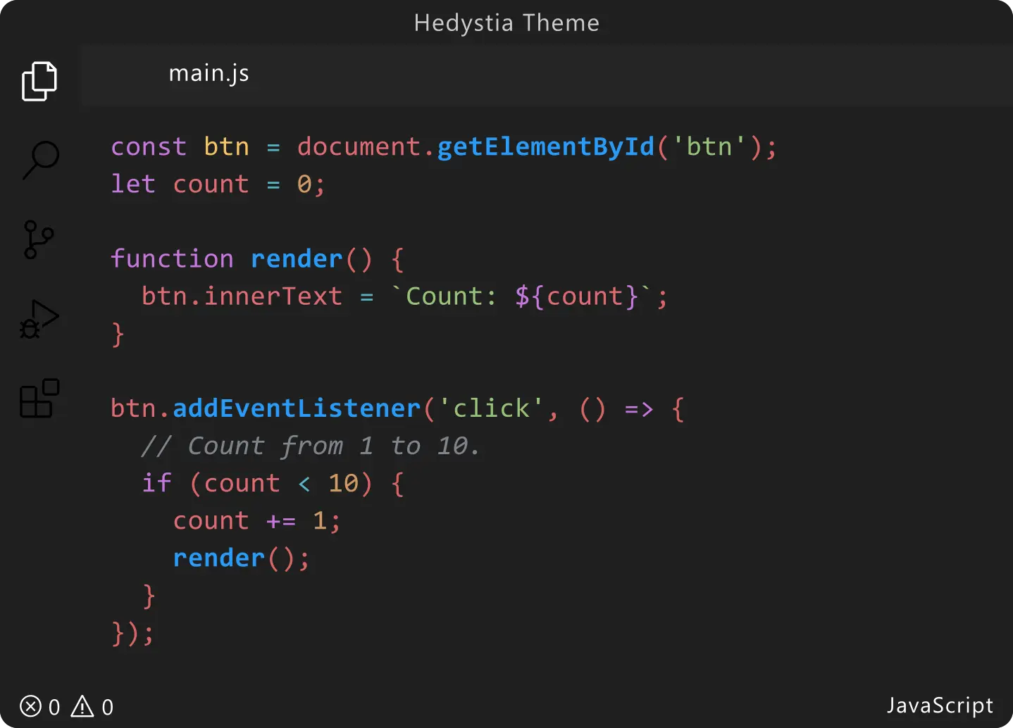 Hedystia VSCode Theme